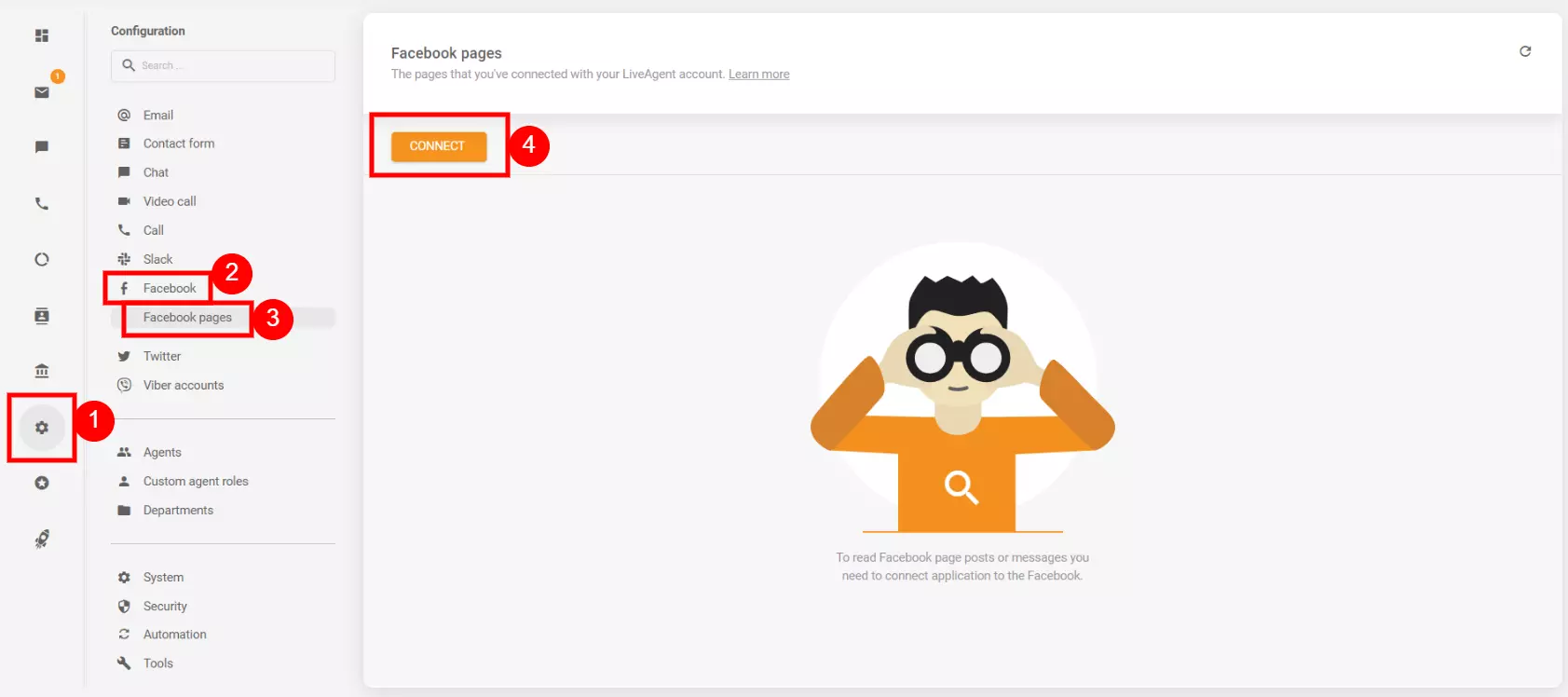 Postavke konfiguracije za povezivanje vašeg Facebook računa s LiveAgent