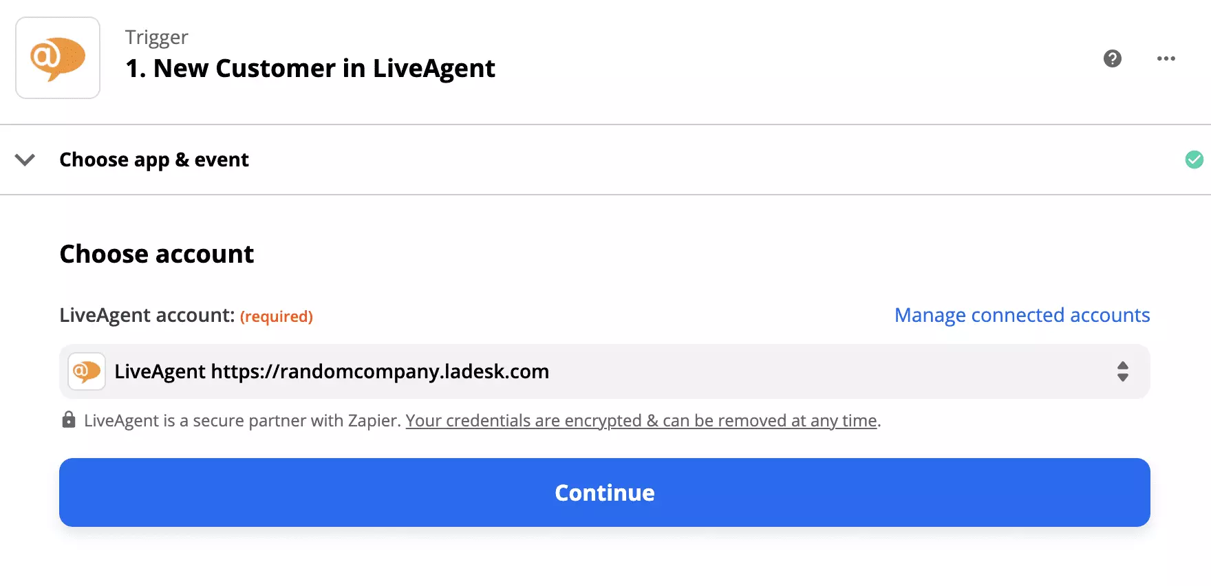 LiveAgent postava okidača u Giphy integraciji na Zapier-u