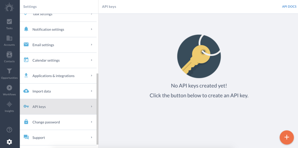 API ključevi u konfiguraciji Salesflare-a