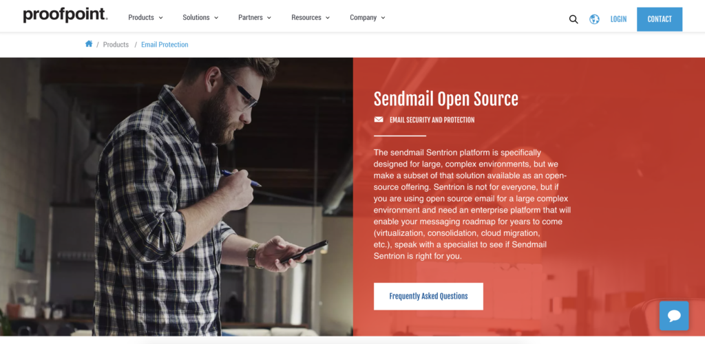 Sendmail početna stranica s opcijom preuzimanja i informacijama