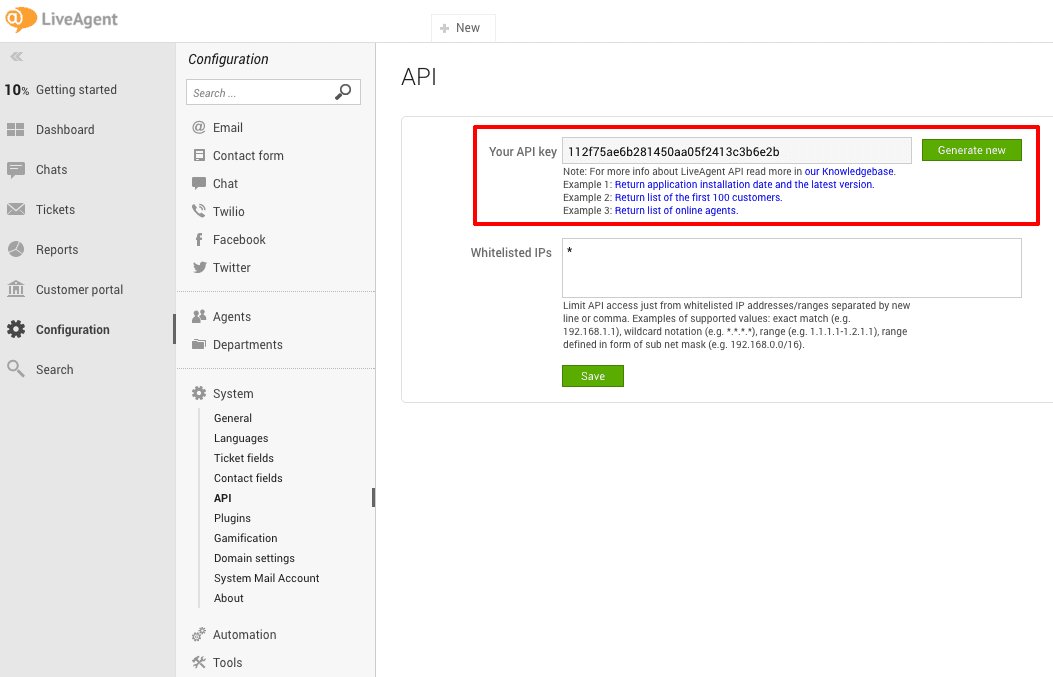 uKit LiveAgent integration step 3