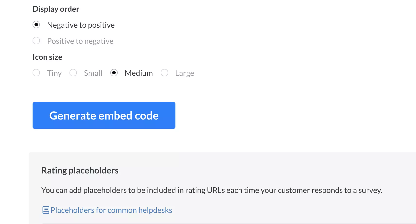 Završetak kreiranja ankete s gumbom generiraj kod za ugradnju