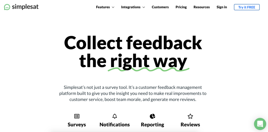 Simplesat web stranica s opcijom probne verzije u gornjem desnom kutu
