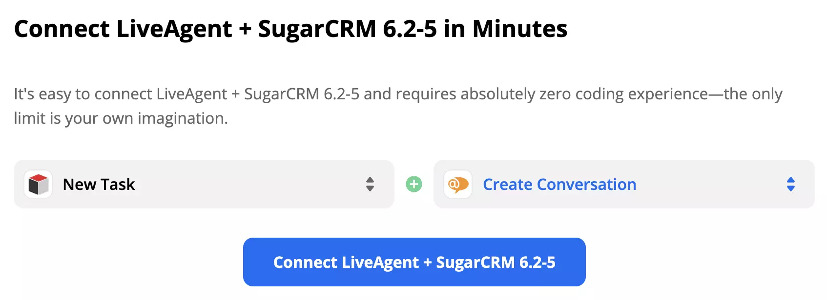 SugarCRM okidač Novi zadatak i LiveAgent akcija Novi razgovor