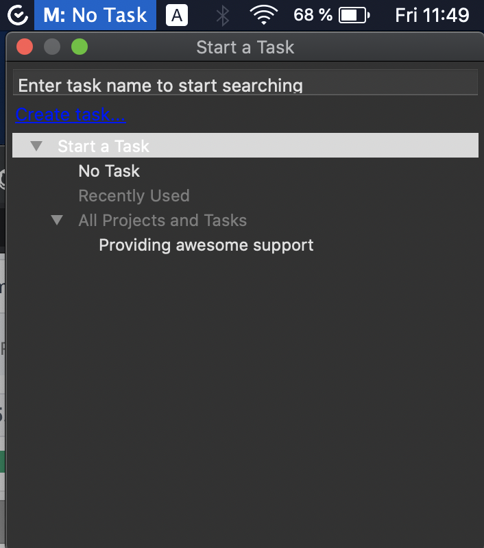 TimeCamp aplikacija za Mac operativne sustave