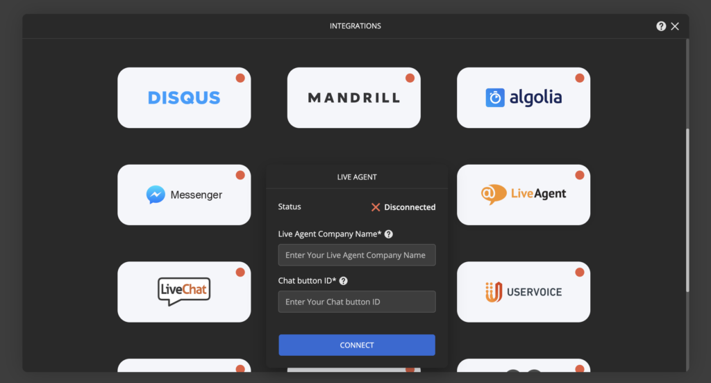 Ucraft LiveAgent integracija