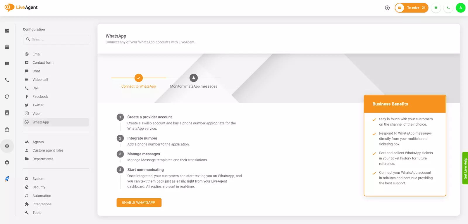 LiveAgent-ova WhatsApp integracija