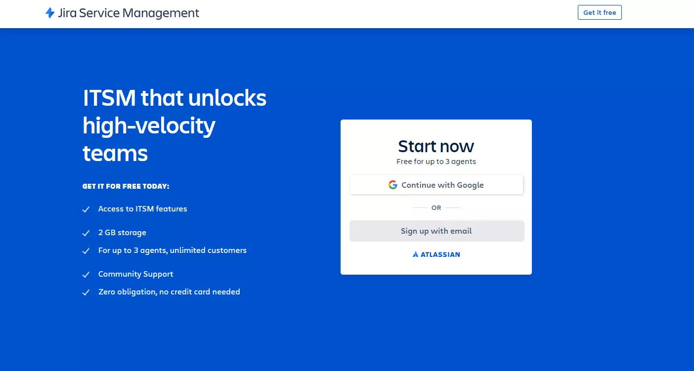JIRA Service Management početna stranica
