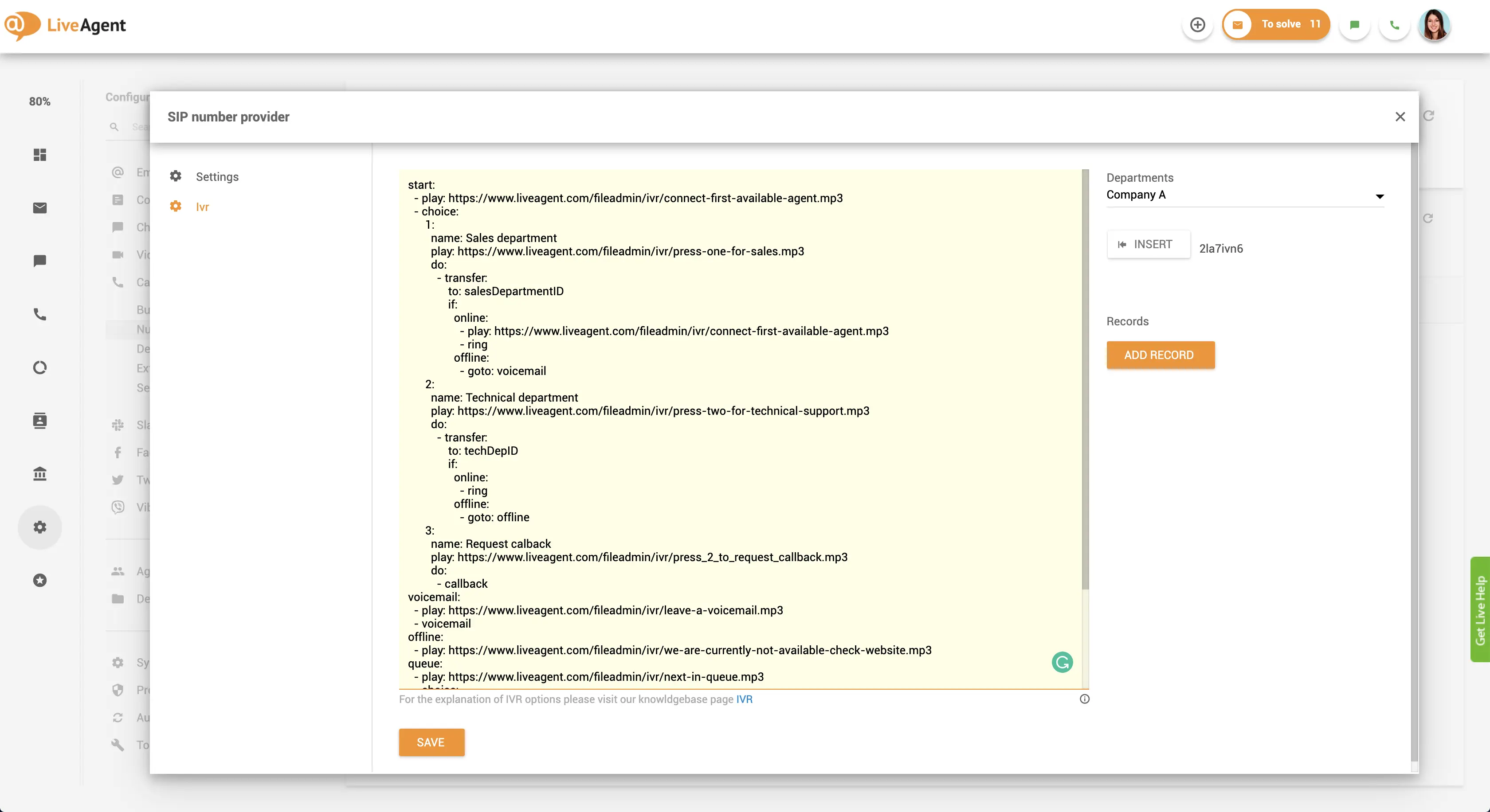 Sučelje za kreiranje IVR skripte