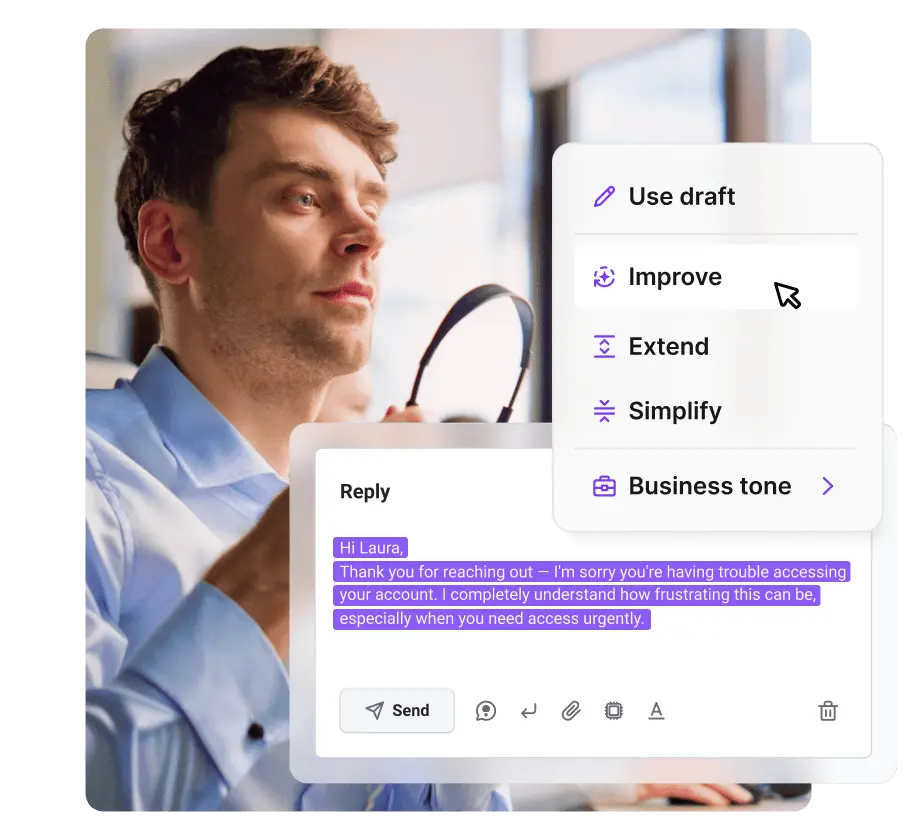 AI Answer Improver za live chat agente