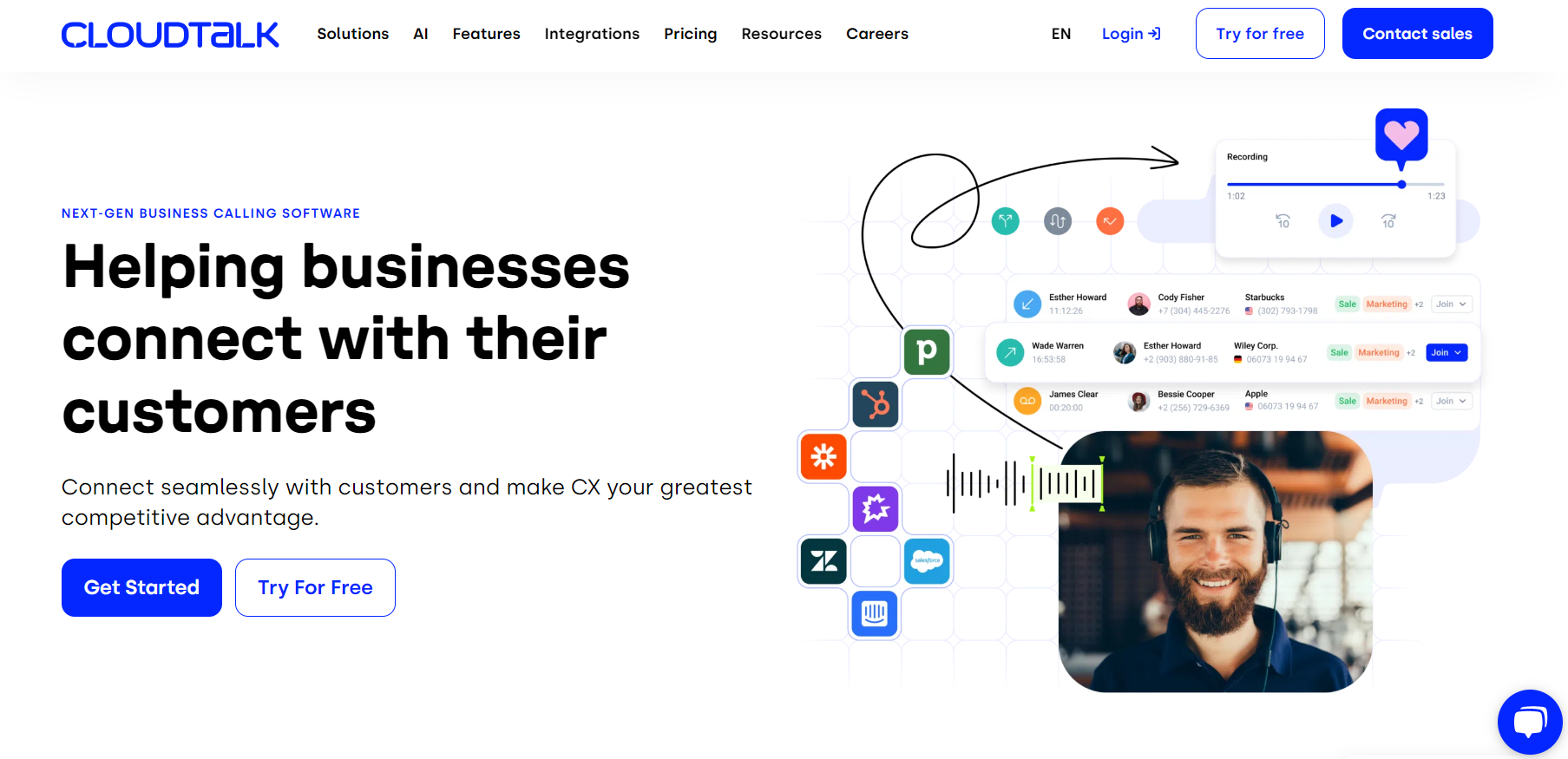 Početna stranica CloudTalk-a - softver za telefoniju