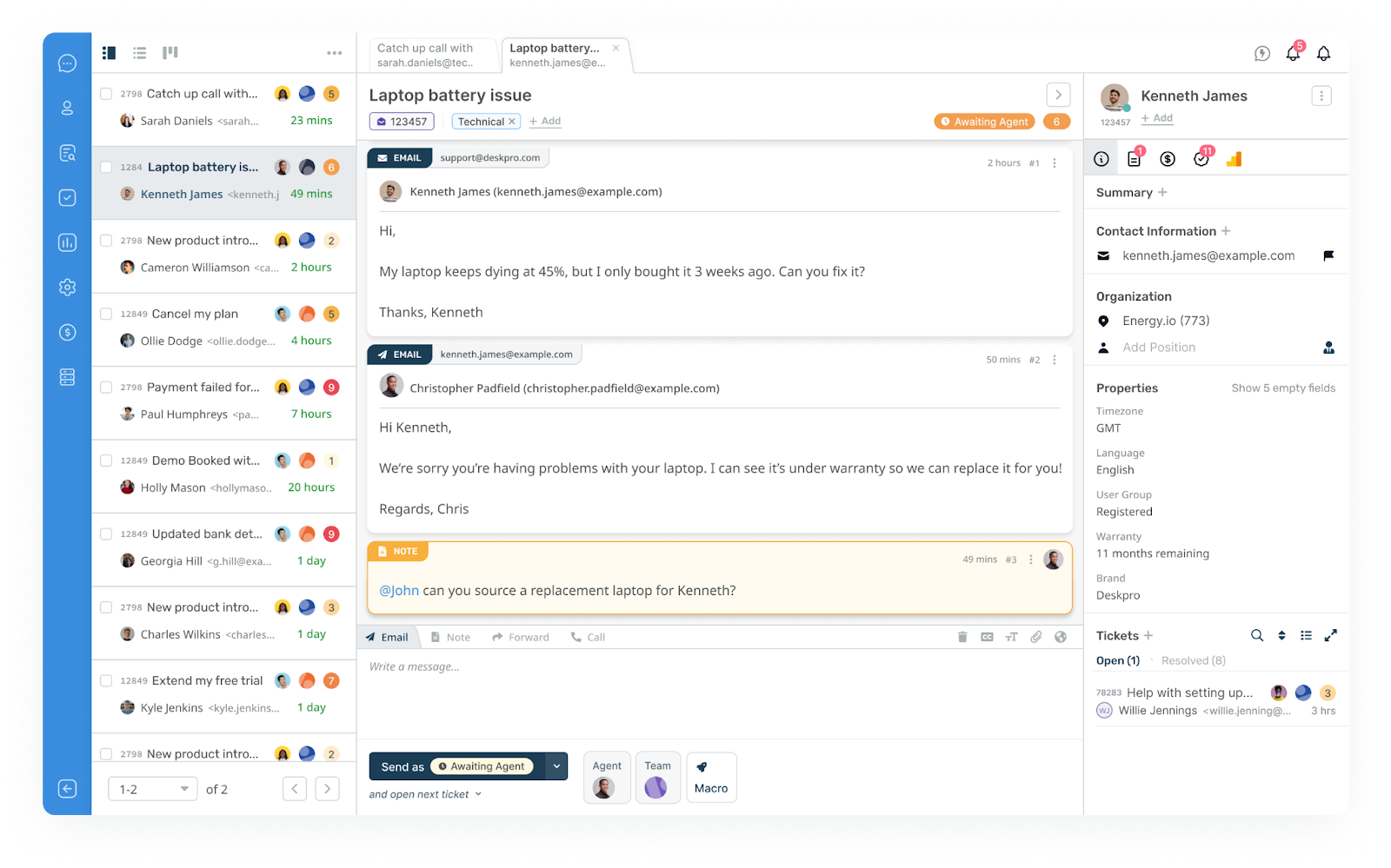 Snimak sučelja Deskpro-a