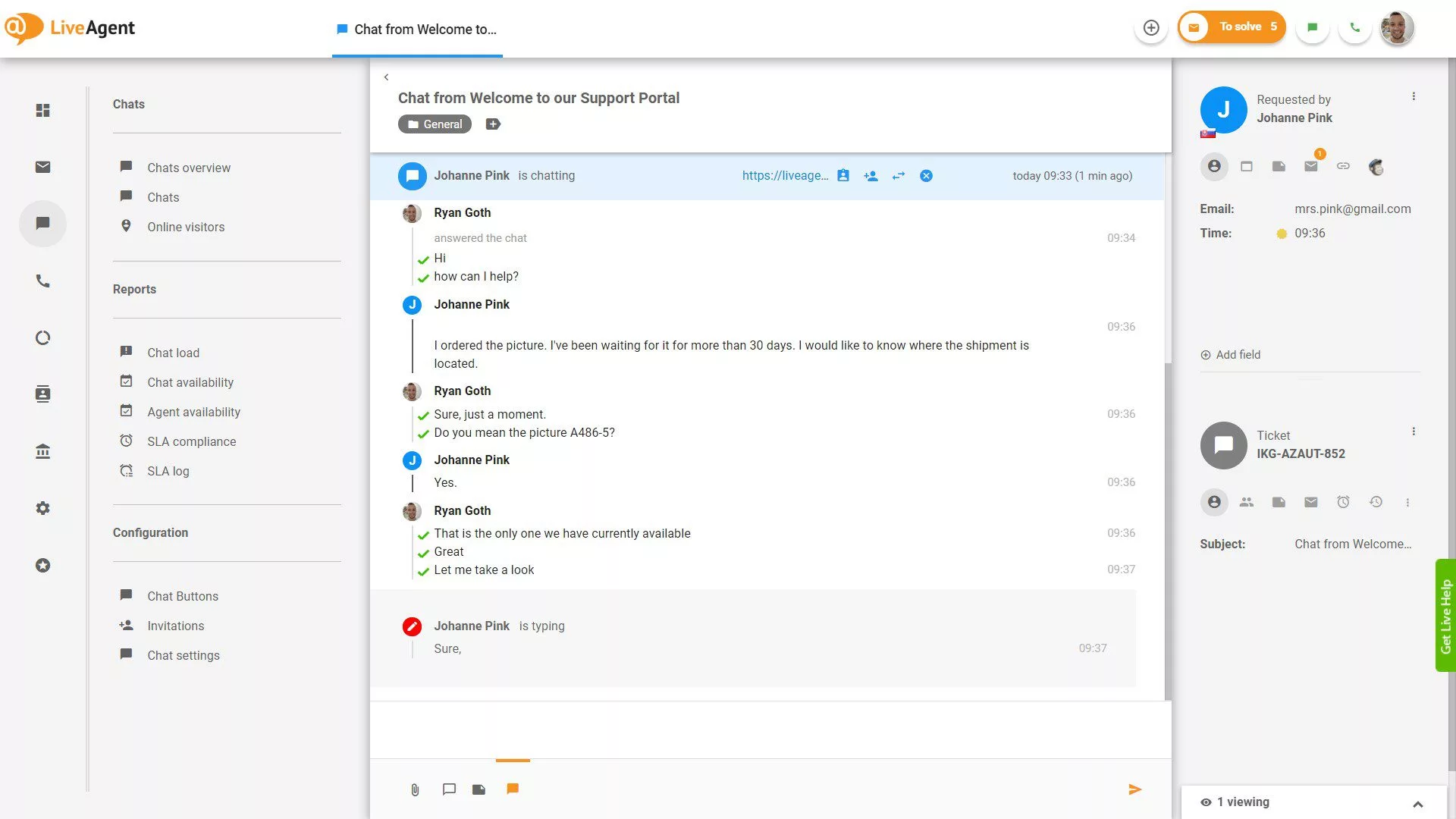 Tekući prikaz chata s pisanjem u stvarnom vremenu