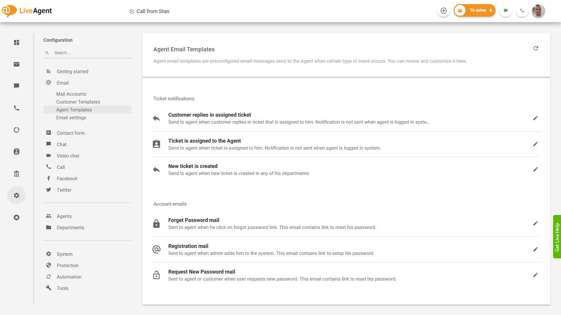 Spremite predloške e-pošte i implementirajte ih jednim klikom unutar LiveAgent nadzorne ploče