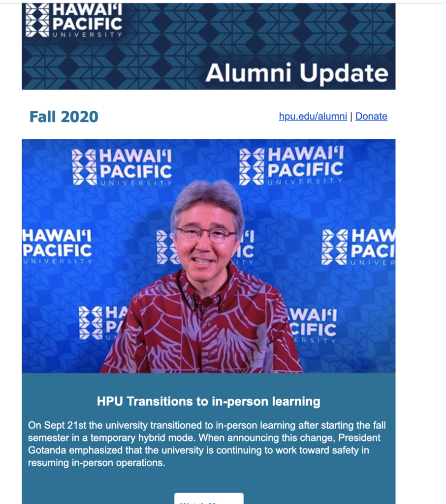 primjer informatičke e-pošte Hawaii Pacific University