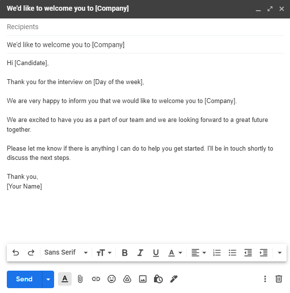 After successful interview email template
