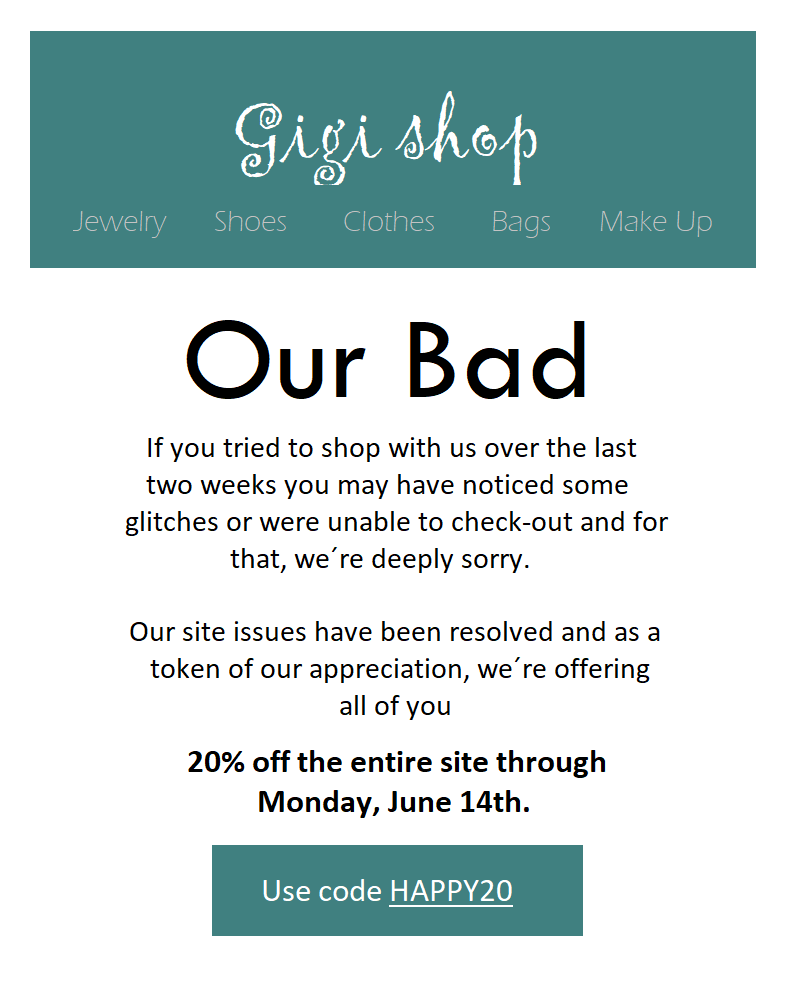 Primjer emaila izvinjenja