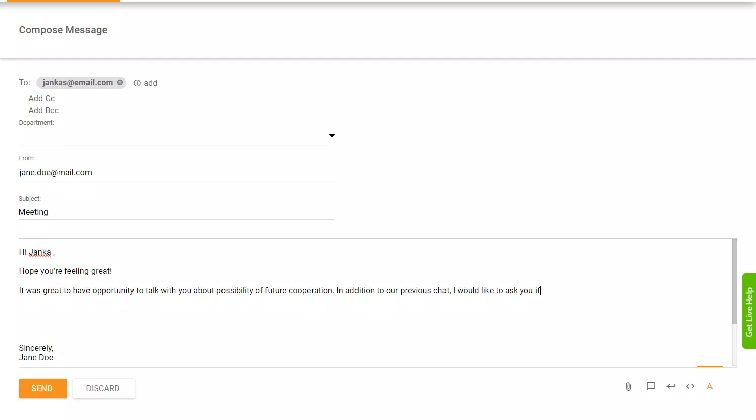 Primjer otvaranja emaila