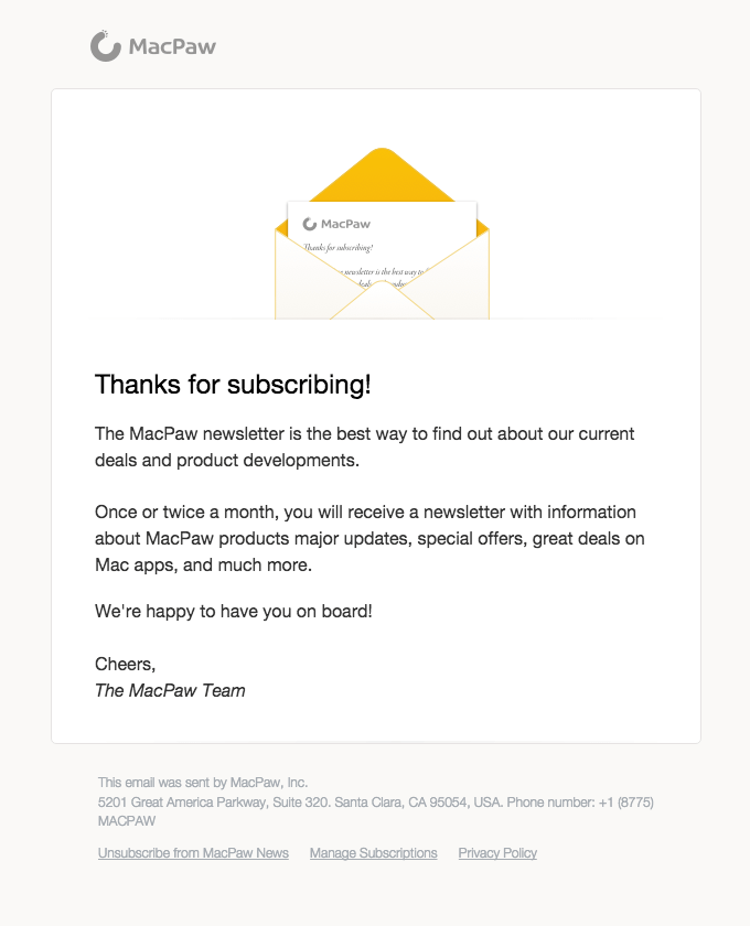 Primjer dobrodošlice zahvalne e-poruke