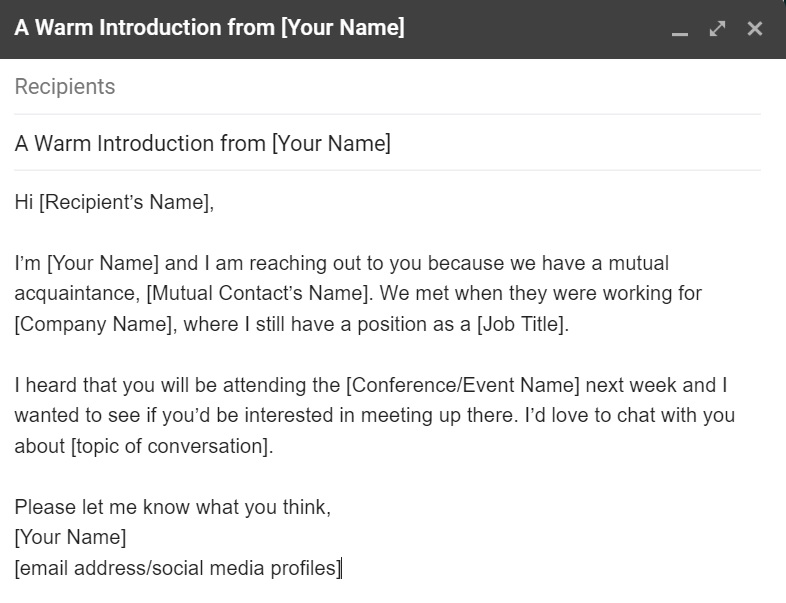 Predložak e-maila za toplo upoznavanje