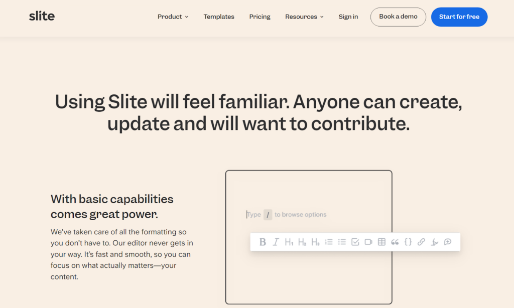 Početna stranica baze znanja Slite